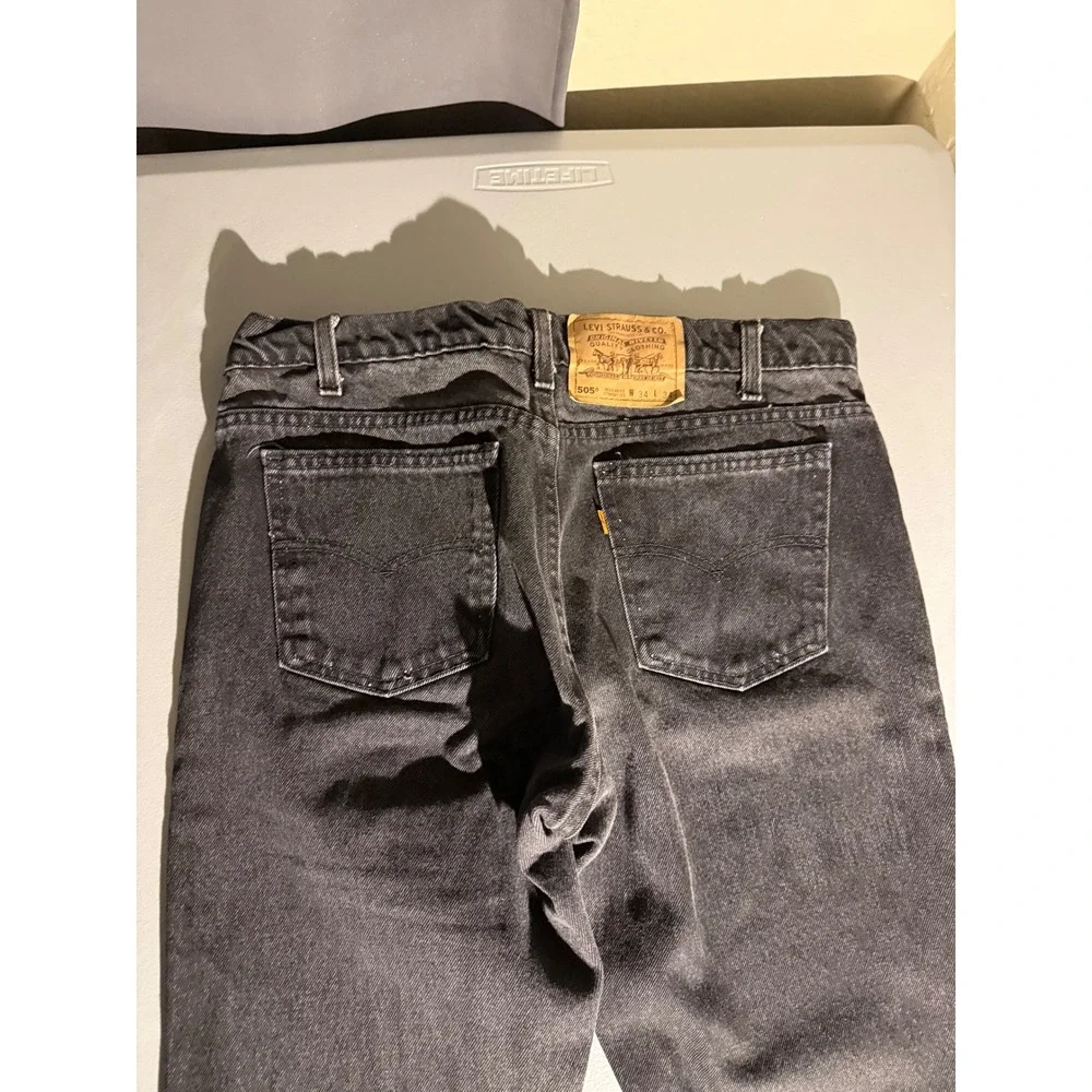 VTG 90s Levis 505 Orange Tab Black Jeans Made in USA Mens 34x34 Straight Leg